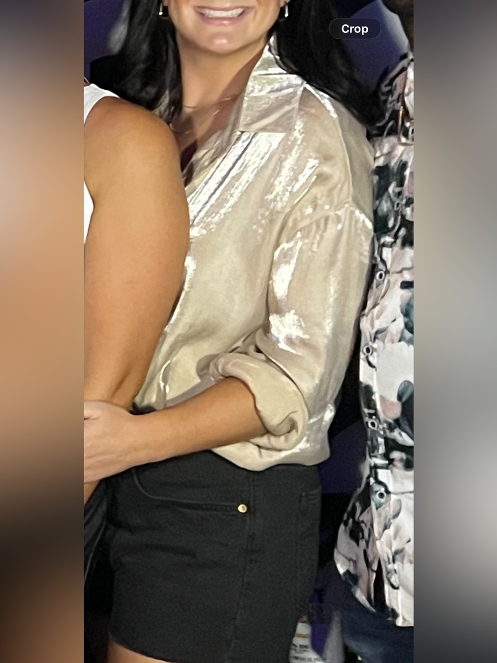 Amazon Metallic Cream Button-Down Shirt